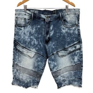 Smoke Rise Men's Size 42 Acid Wash Moto Denim Shorts Distressed Biker Streetwear